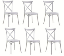 KIT 6 SEDIE POLIPROPILENE CUCINA BAR RISTORANTE SEDIA INTERNO ESTERNO BIANCO 412