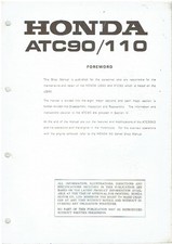 HONDA ATC 90 & ATC 110 (1973-79) MANUALE OFFICINA ORIGINALE DI FABBRICA