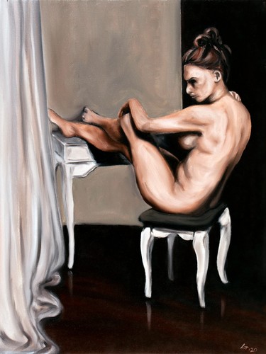 Dipinto olio figura nuda - olio,