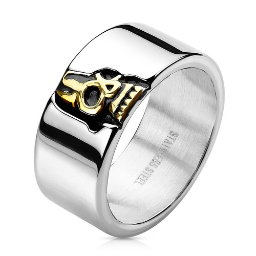 Anello largo uomo acciaio - anello,