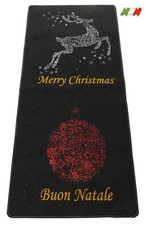 Tappeto natalizio resinato bordato MERRY CHRISTMAS E BUON NATALE