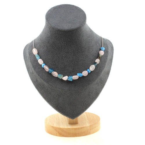 Collana perle quarzo rosa - 20,