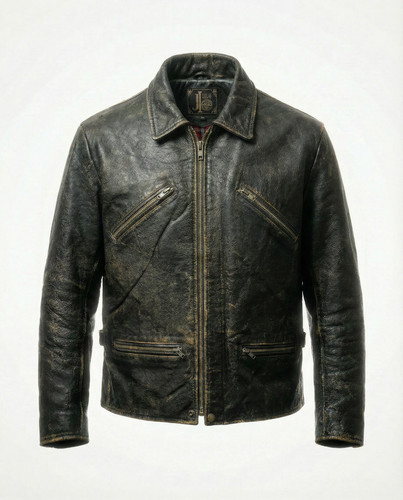 Giacca pelle nera vintage - giacca,