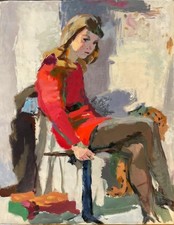 PROF. ERICH HARTMANN 1886-1974 "Donna in abito rosso", da collezione HH Secessione