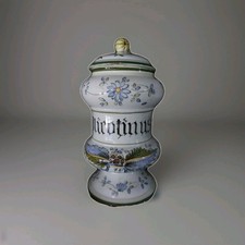 Vaso da farmacia ornamentale in maiolica italiana realizzata a mano,Nicotinus.