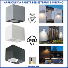 applique da per esterno parete a led lampada giardino muro faretto cubo ip65