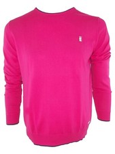 Brema Maglia Maglione Da Uomo L Large Fucsia 100% Cotone Girocollo Manica Lunga