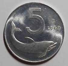 5 Lire 1969 Repubblica Italiana  - Delfino - R 1969 - 1 capovolto - qfdc