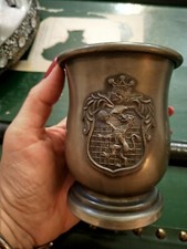 ANTICA COPPA BOCCALE BICCHIERE IN PELTRO con Punzonatura
