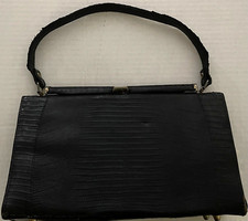 Borsa a tracolla vintage nera originale coccodrillo borsetta senza specchio