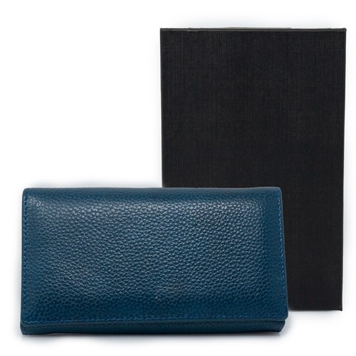 Portafoglio blu vera pelle - , da