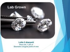 Lotto 5 diamanti CVD taglio brillante 1,25 ct D/IF con certificato