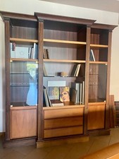 Parete attrezzata - Libreria in legno Massiccio Ciliegio e Padouk