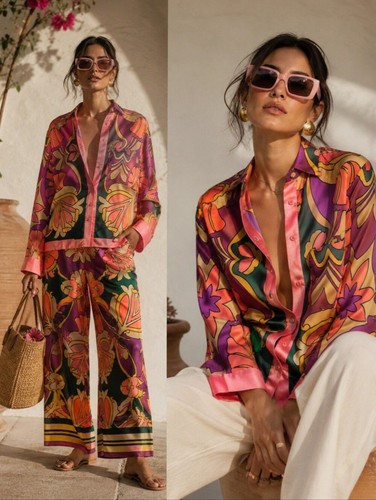 Camicia resort con bottoni - , e