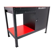 Manny - Banco da Lavoro 120x60cm con Cassetto 1 Anta e 1 Ripiano in Metallo Nero