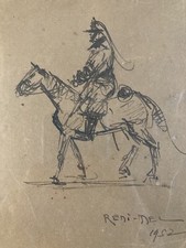 Molto Bello Disegno Leon Reni Mel Antico Inchiostro Cavallo Cavaliere TV Arte