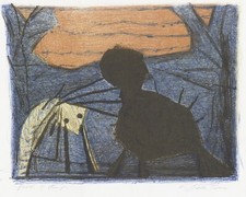  DELLA TORRE ENRICO" PAESAGGIO CON ANIMALI" 1972  Litografia a colori su quattro