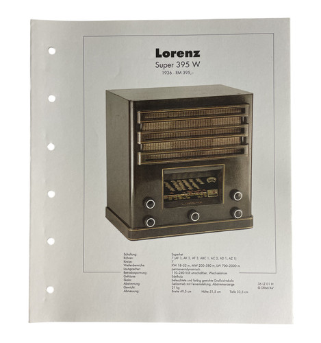 Scheda tecnica vintage lorenz - scheda,