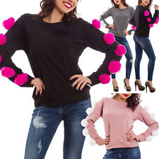 Felpa donna maglia pompon pon