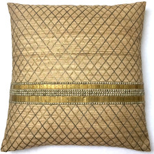 Cuscino beige oro argento seta