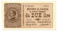 2 LIRE BUONO DI CASSA EFFIGE