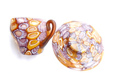 ANTICO VETRO DI MURANO TAZZINA E PIATTINO  MURRINA IDEA REGALO VINTAGE 1