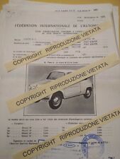 SCHEDA OMOLOGAZIONE ABARTH 850TC  FIA CSAI "valuto offerte"  altre disponibili