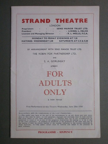 1958 strand theatre programme - 1958,