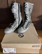 Scarpe Aallacciate Alte Stivali Ecco Argento Mis 37 Foderate Orsetto