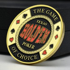 Texas Hold'em Poker Card-Guard Chip Coin collezione fan medaglia fortunata placcata oro