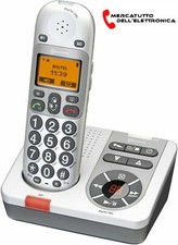 Telefono Cordless Amplicomms BigTel 280 con base segreteria telefonica sveglia