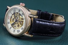 Pollux Orologio Cavadini Scheletrato Fondo IN Vetro Acciaio Inox Oro Rosè Unisex