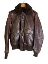 Giacca Bomber Schott Pelle Marrone Shearling Boa Collare Uomo 38 Made in USA Usato
