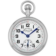 Orologio da Tasca Gotham Uomo Acciaio Inox 17 Jewel Meccanico Ferroviario