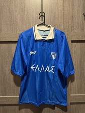 Maglia calcio Grecia vintage blu uomo M Ansport retro colletto