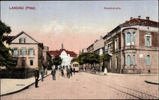 Cartolina Landau nel Palatinato, Ostbahnstraße, tram - 3775483