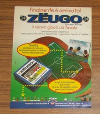 Rara Pubblicità ZEUGO by Edilio Parodi Calcio Balilla 1998