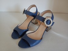 Sandali Ballin in pelle blu con fibbia gioiello perle Tacco a specchio Numero 39