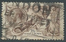 1918-19 GREAT BRITAIN USED SEA HORSES SG 415a 2s6d PALE BROWN - F22-8