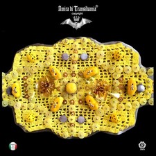 cintura alta da vestito donna corsetto ecopelle ricamata uncinetto macrame fiore