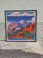 Grande Quadro Aligi Sassu Cavalli Su Foulard