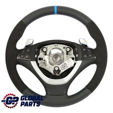 BMW X5 E70 LCI X6 E71 Volante Sportivo NUOVO In Pelle Nera Alcantara Paddles
