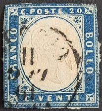 [FRGN.0044] TRANSITORI REGNO 1861 20c. Celeste Grigiastro [S.15Db] USATO