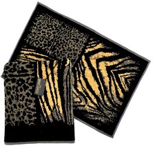 ROBERTO CAVALLI HOME SET SPUGNE 2 PEZZI "AFRICAN ZEBRA SENAPE" PURO COTONE