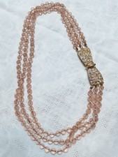 Collana Vintage Multifilo In Vetro Satinato Rosa Con Susta Gioiello