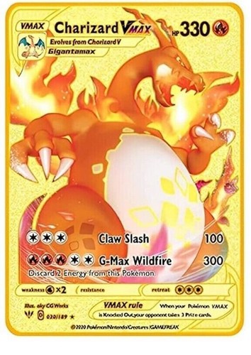 Carta charizard metallo dorato - carta,