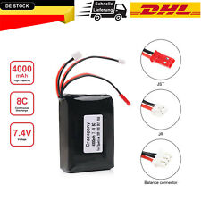 7,4V 4000mAh 2S Lipo Akku 8C/16C JST JR Stecker für Spektrum DX9 DX8 DX7 DX6E