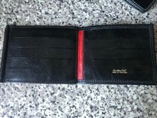 Portafoglio da uomo in pelle di vitello pieghevole bi nero e rosso HARRODS più portafoglio con carta di credito