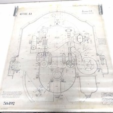 Disegno tecnico originale auto Isotta Fraschini su lucido motore FJ 30492, 1907