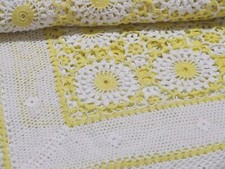 Vintage COPERTA ALL'UNCINETTO Matrimoniale Lavorazione FILET Cotone 230x240 COTT